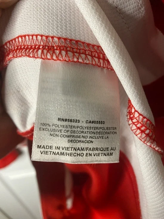 Vintage Nike Red and White Denmark Hockey Jersey with Lion Crest #7 - Picture 5 of 6